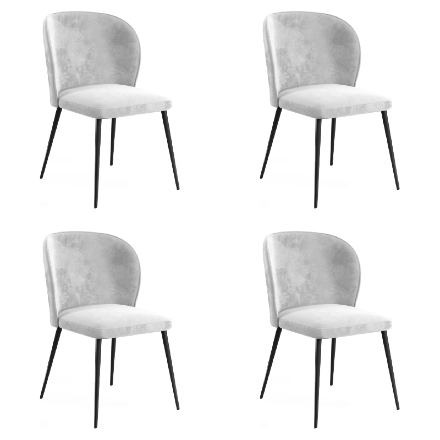 Velvet Dining Chair Light Grey - Set of 4 WW166LIGHTGREYVELVET