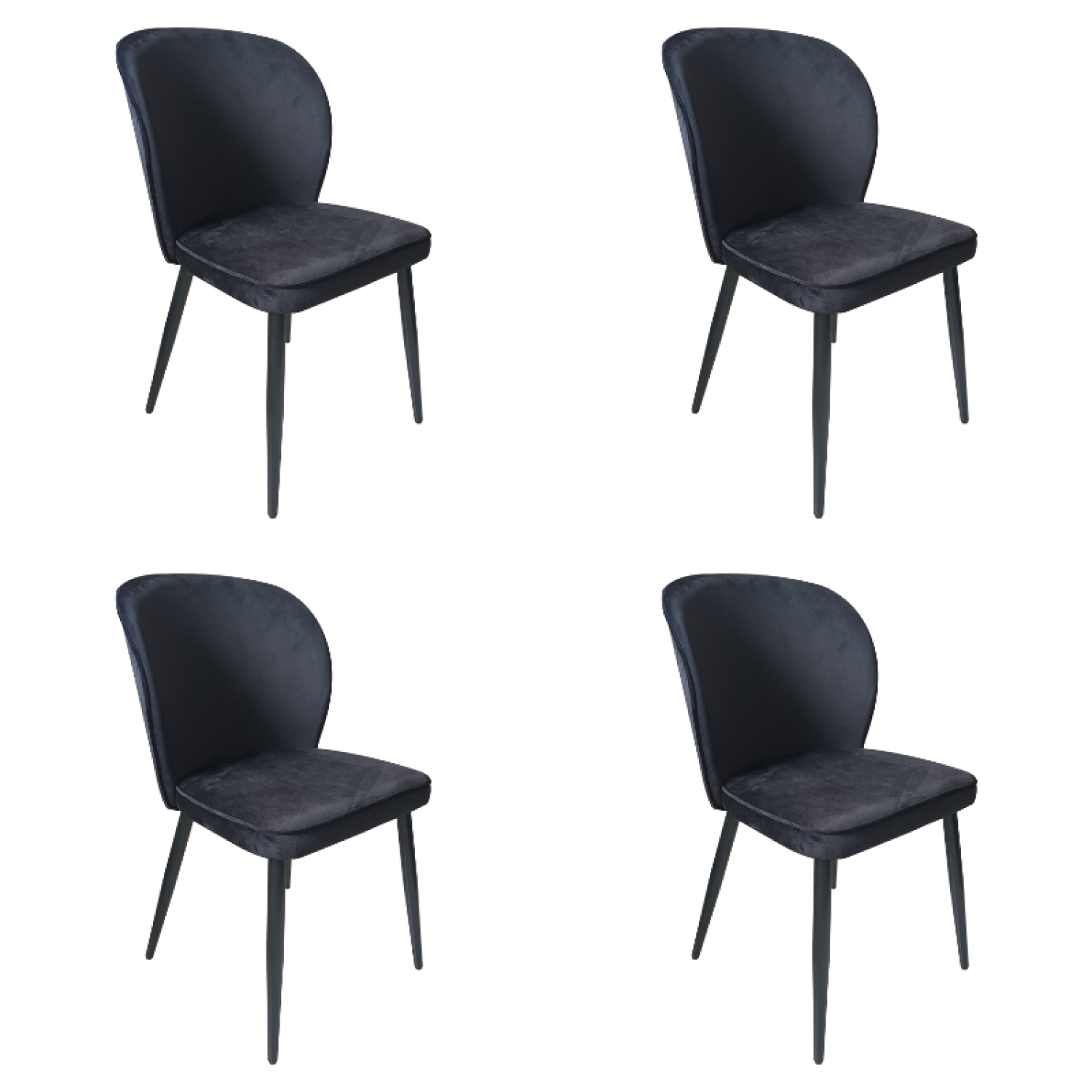 Velvet Dining Chair Black - Set of 4 WW166