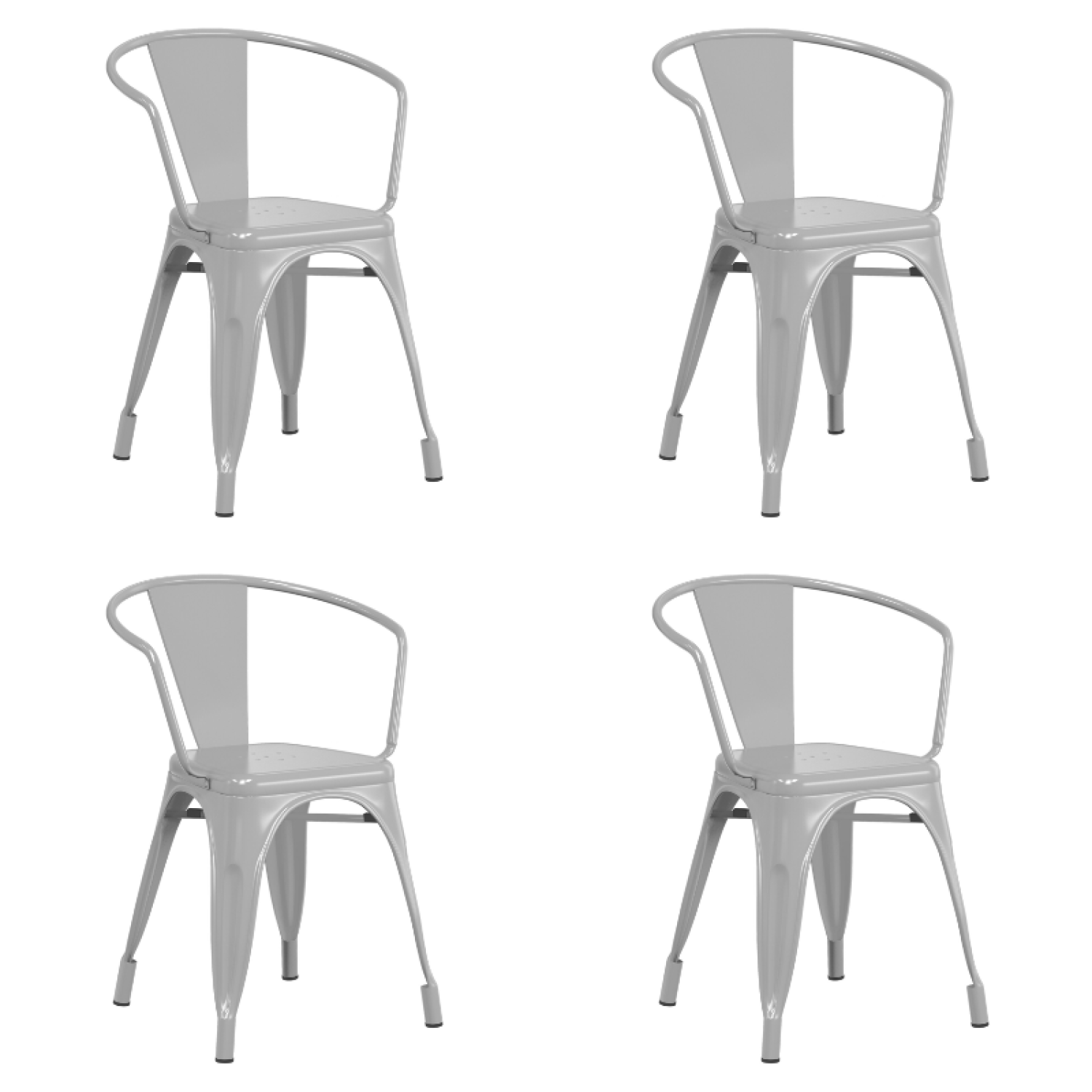 Bistro Dining Chair Steel Grey Indoors - Set of 4 WW167G