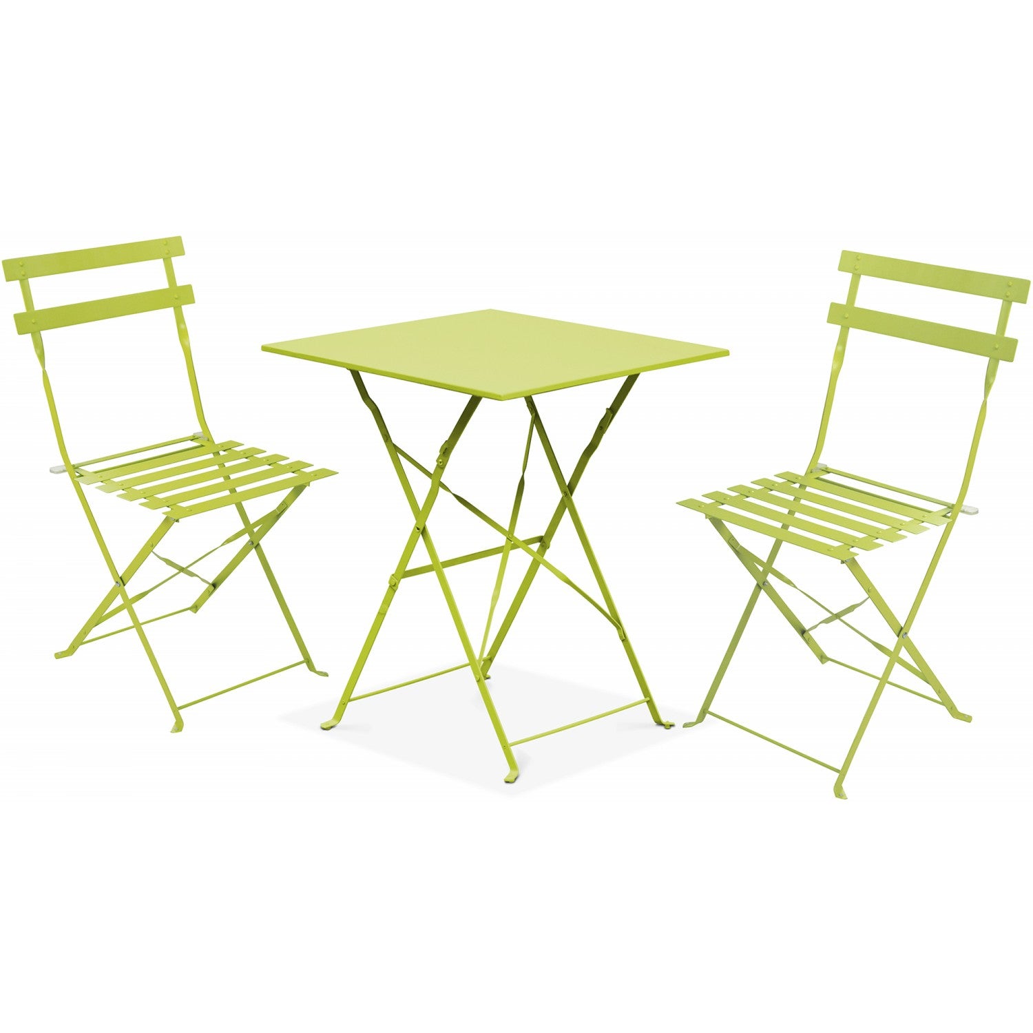 Folding Bistro Set Table &amp; 2 Chairs Green WW178GREEN