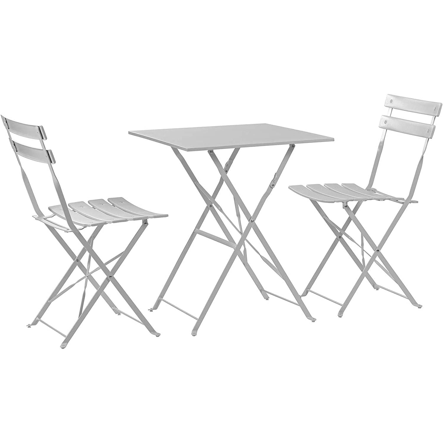 Folding Bistro Set Table &amp; 2 Chairs White WW178WHITE