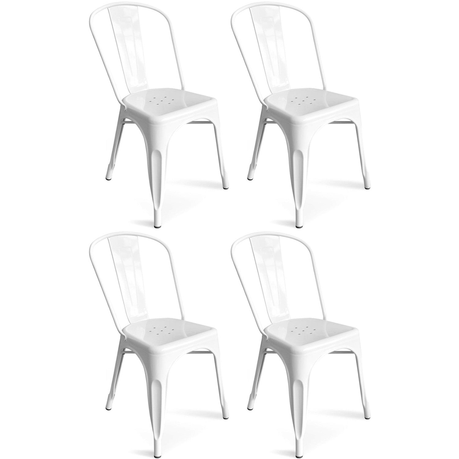 4pcs Bistro Dining Chair Steel White Indoors WW60W