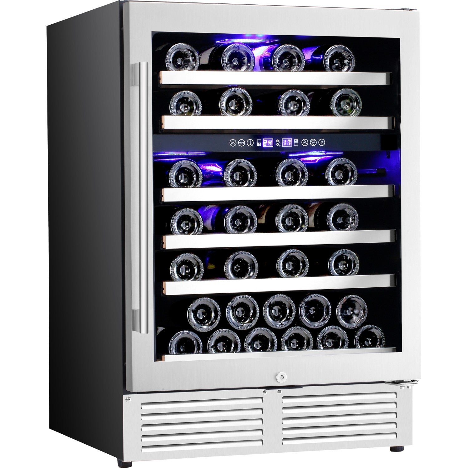 Commercial Wine Cooler 6 Shelves 138 Litres 46 Bottles Dual Temperature Zones Compressor Cooling 595x575x820mm Stainless Steel YC150BS
