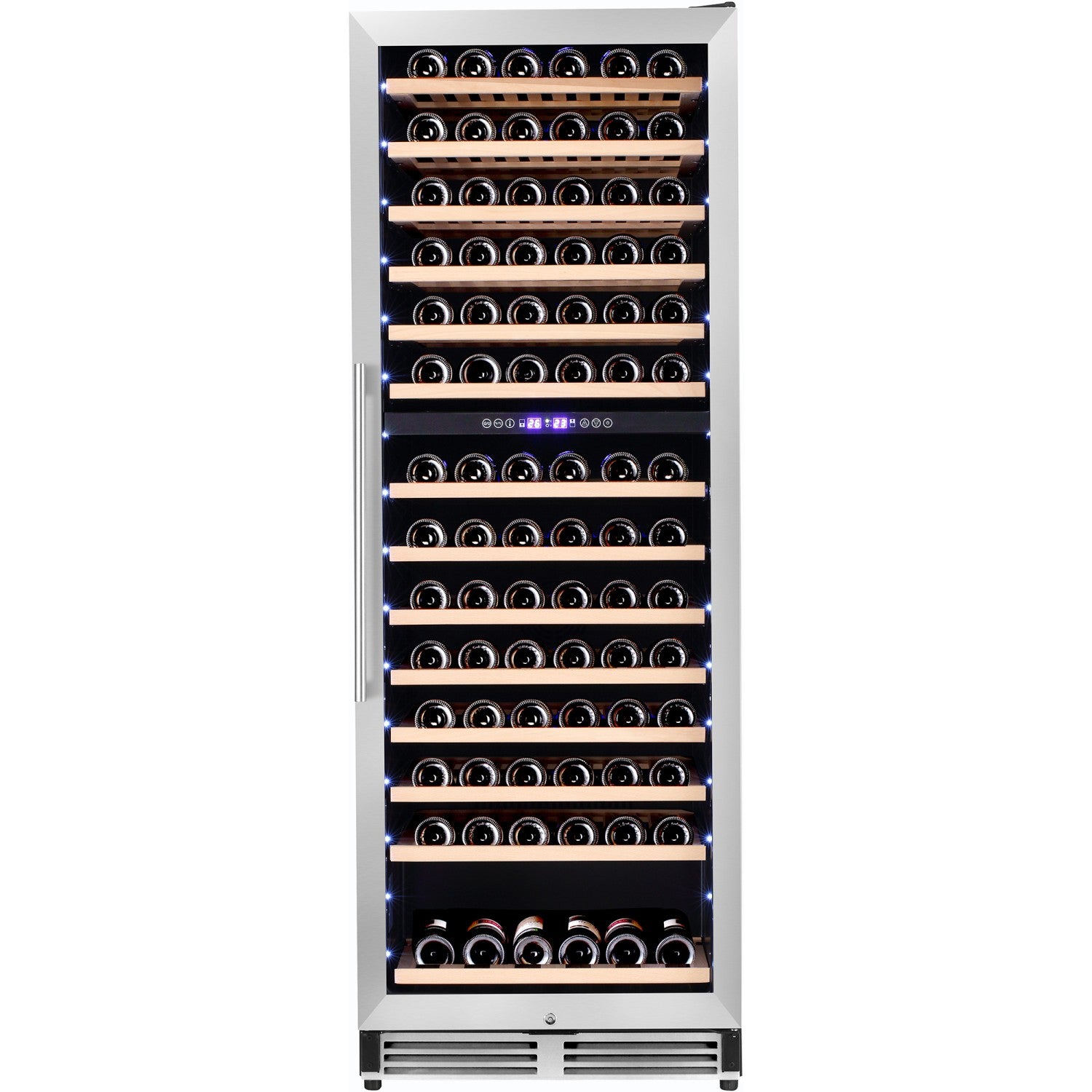 Commercial Wine Cooler 14 Shelves 393 Litres 154 Bottles Dual Temperature Zones Compressor Cooling 598x690x1700mm Stainless Steel YC408BS