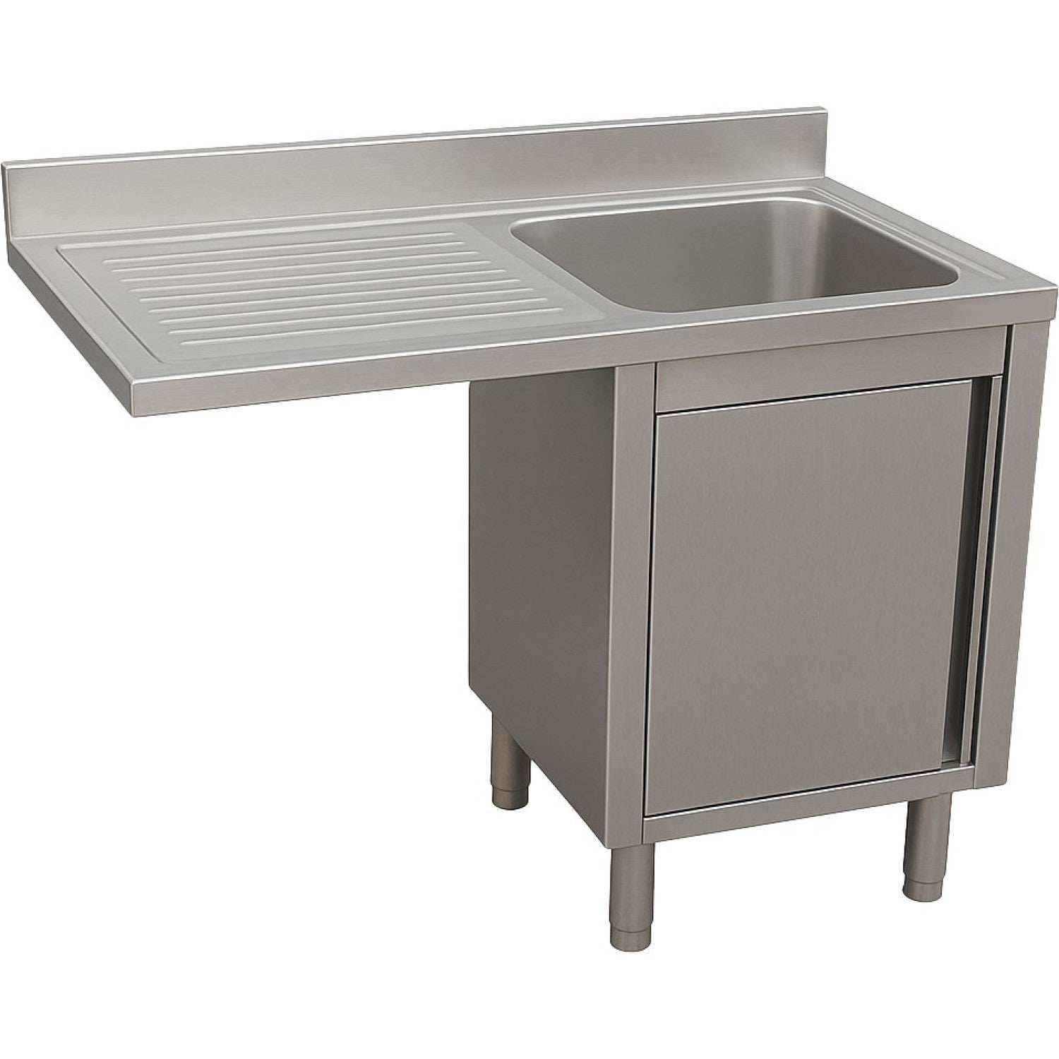 Stainless Steel Single Bowl Sink Unit with Left Drainer &amp; Cabinet 1200×700×950mm YLC127SBR1