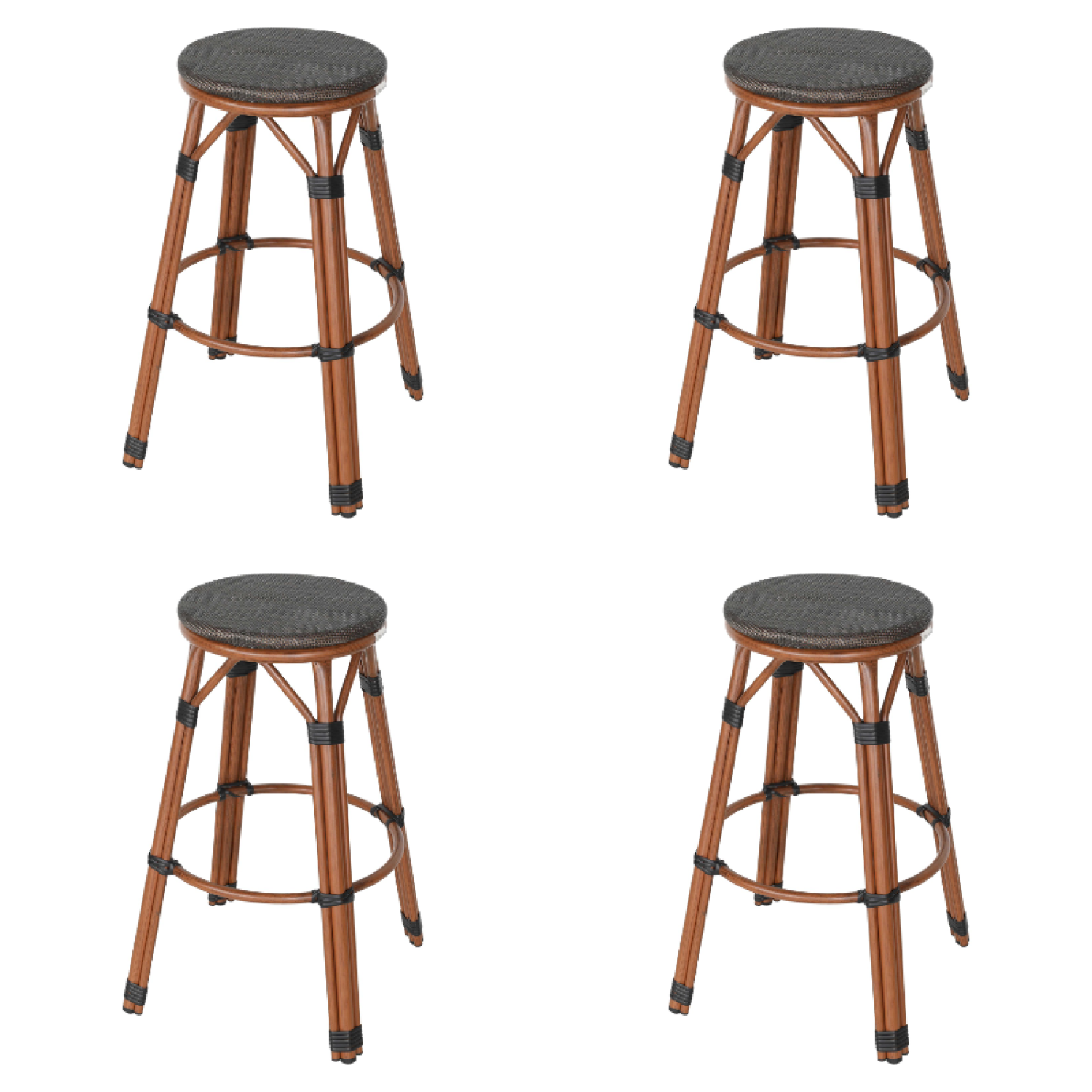 Bistro Teslin Bar Stool Aluminium Wood - Set of 4 ZF3001CWOOD