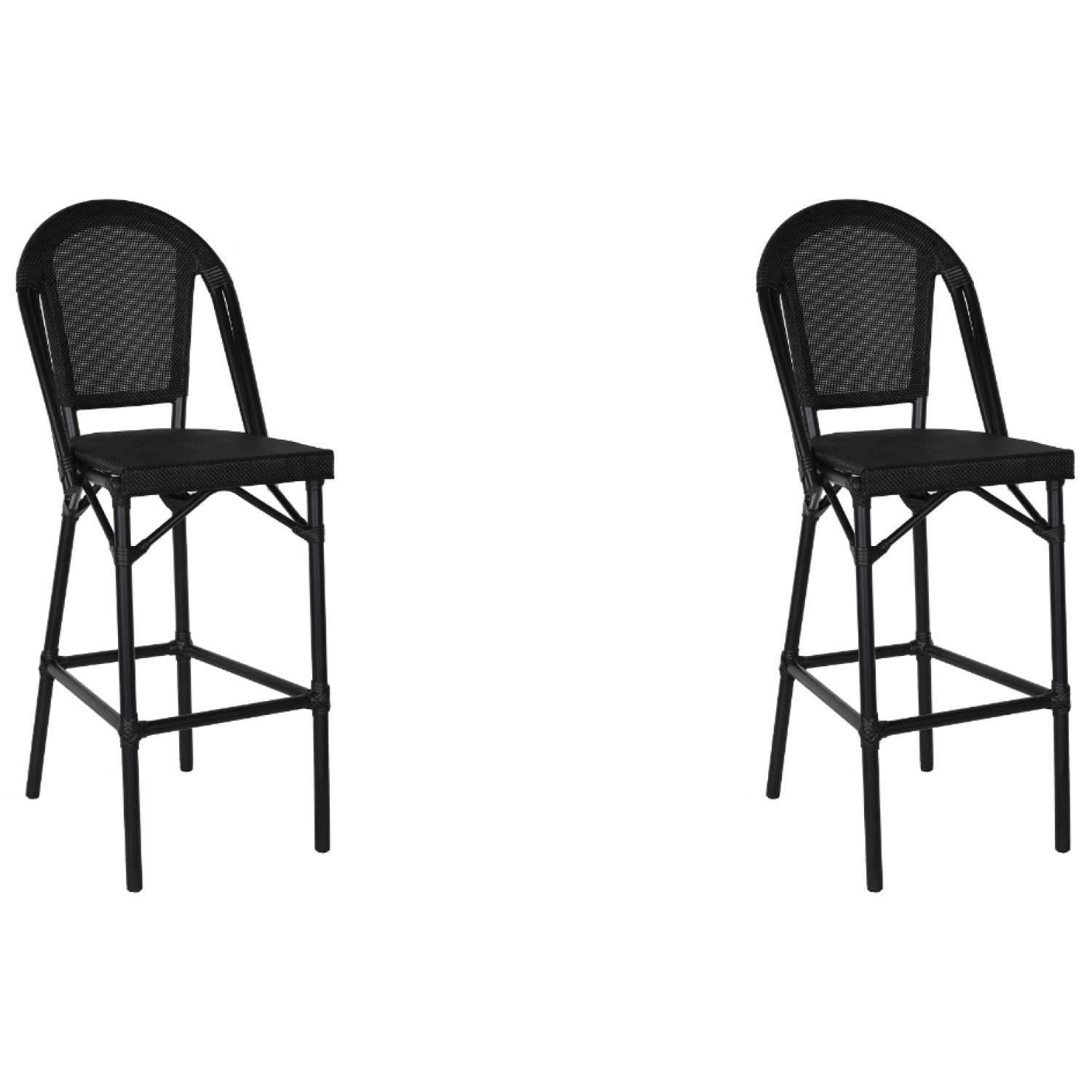 Teslin High Barstool Aluminium Black - Set of 2 ZF3002CBLACK