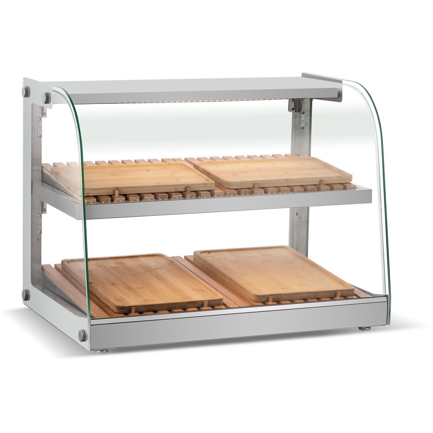 Neutral Display Case Curved 2 Tier 685x455x516mm Stainless steel frame ZW100RSS